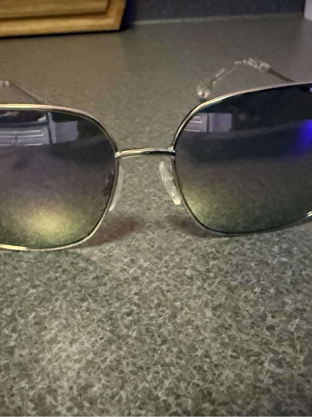 Swarovski Blue Silver Rimless Sunglasses - Picture 12 of 13